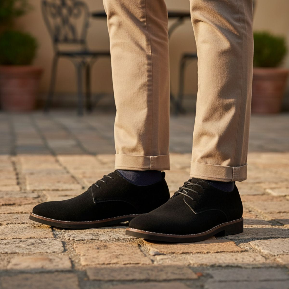 Bram | Men's Suede Dress Shoes Black Lace Up