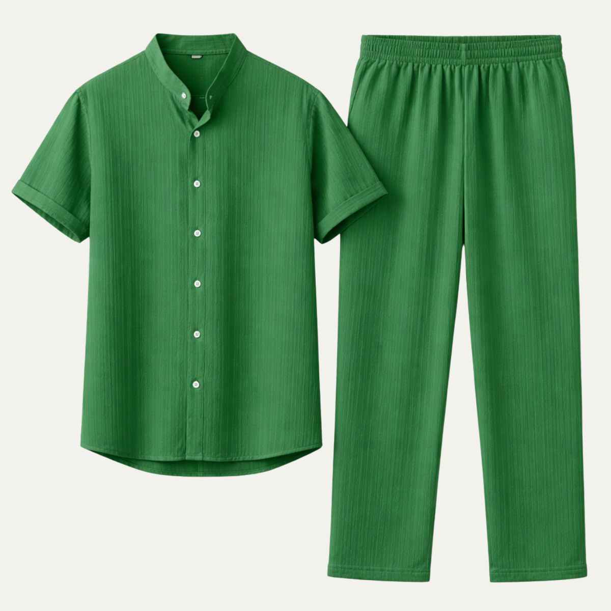 Caleb | Men's Casual Lounge Set Green Short Sleeve Shirt Pants