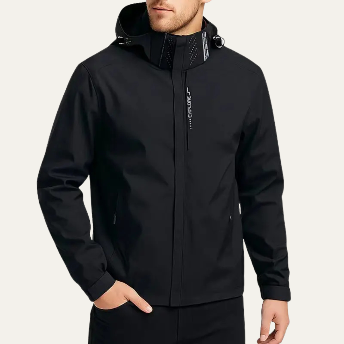 Isla | Men's Rain Jacket Black Waterproof Hooded