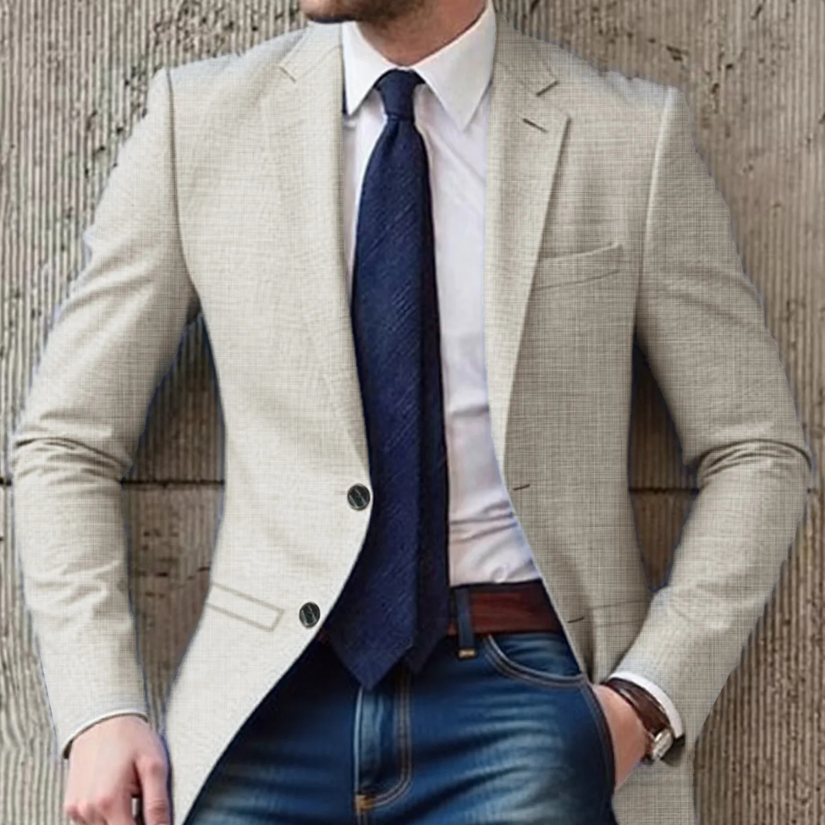 Bram | Men's Smart Casual Slim Fit Blazer Cream