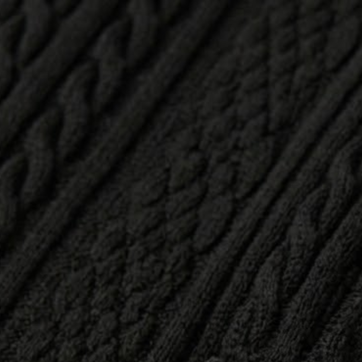 Beau | Men's Cable Knit Polo Shirt Black Short Sleeve