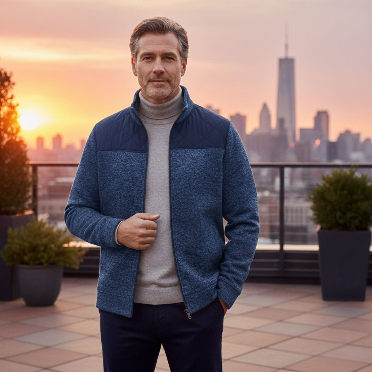 Heath | Men's Quilted Fleece Jacket Navy Blue