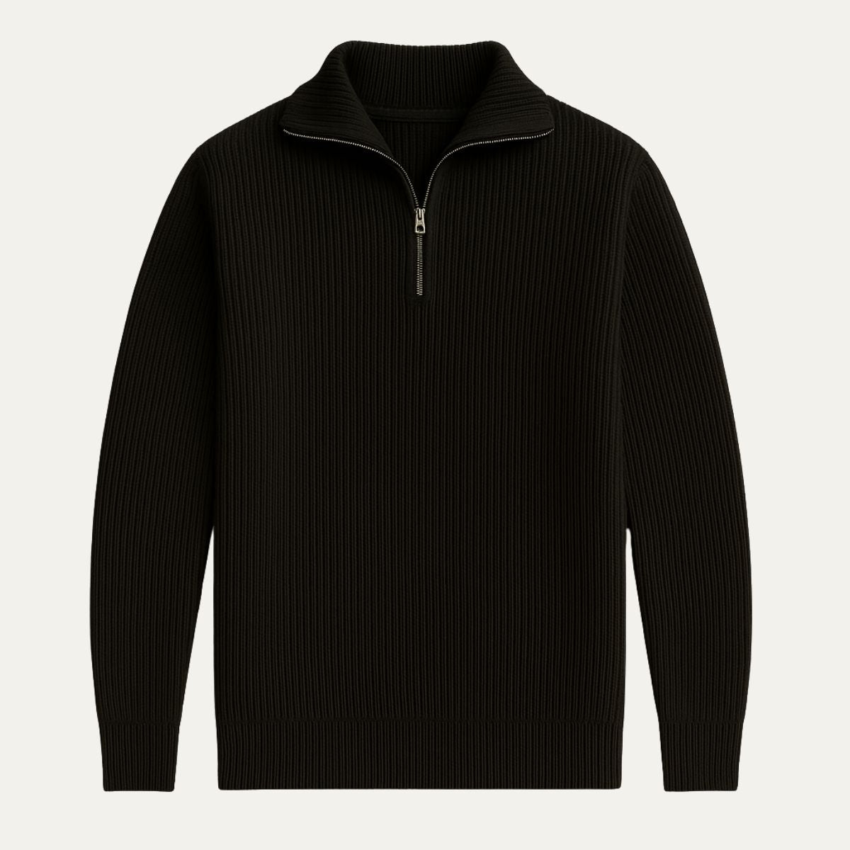 Cleo | Men's Quarter Zip Sweater Cream Ribbed Knit