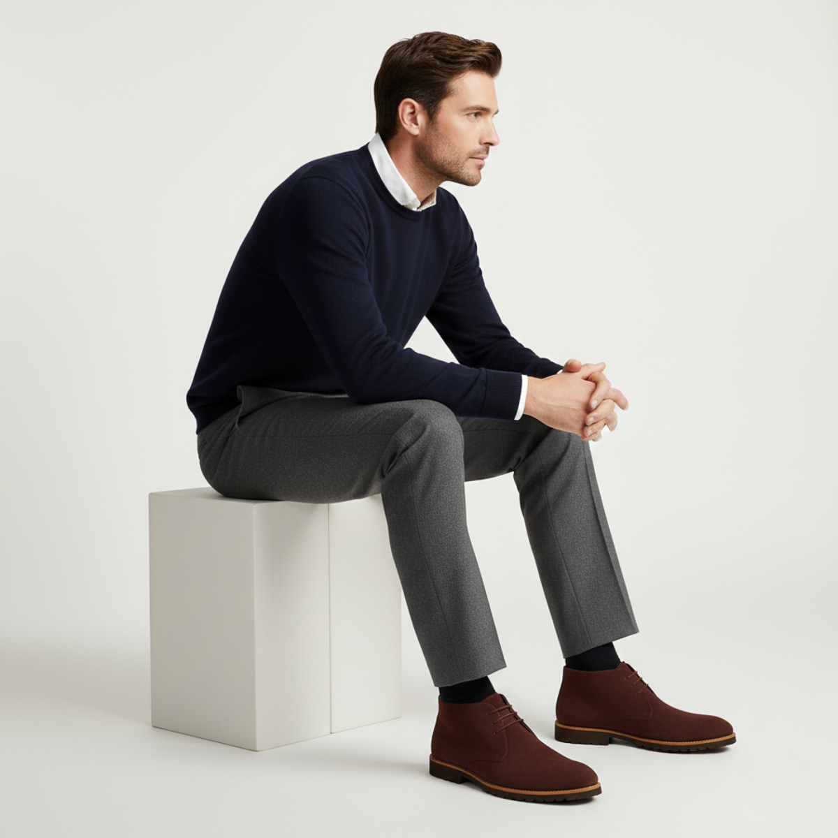 Beau | Men's Casual Suede Chukka Boots Navy