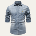 Dama Washington Callum men's denim shirt dark blue long sleeve button up - view 2
