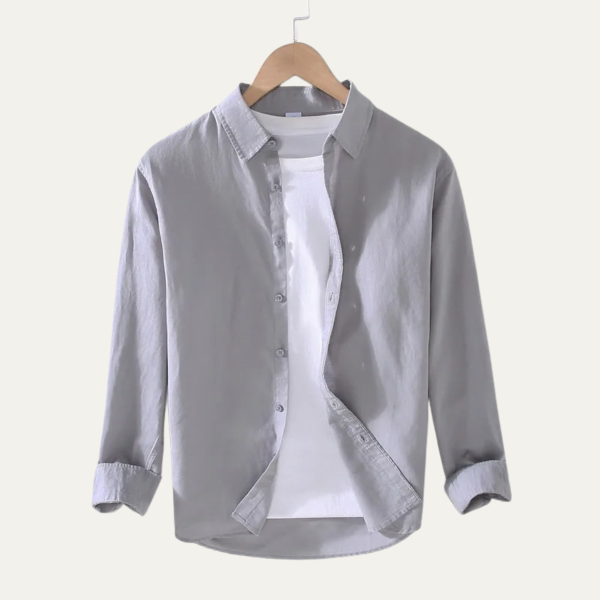 Ezra | Men's Casual Linen Button Up Shirt Gray