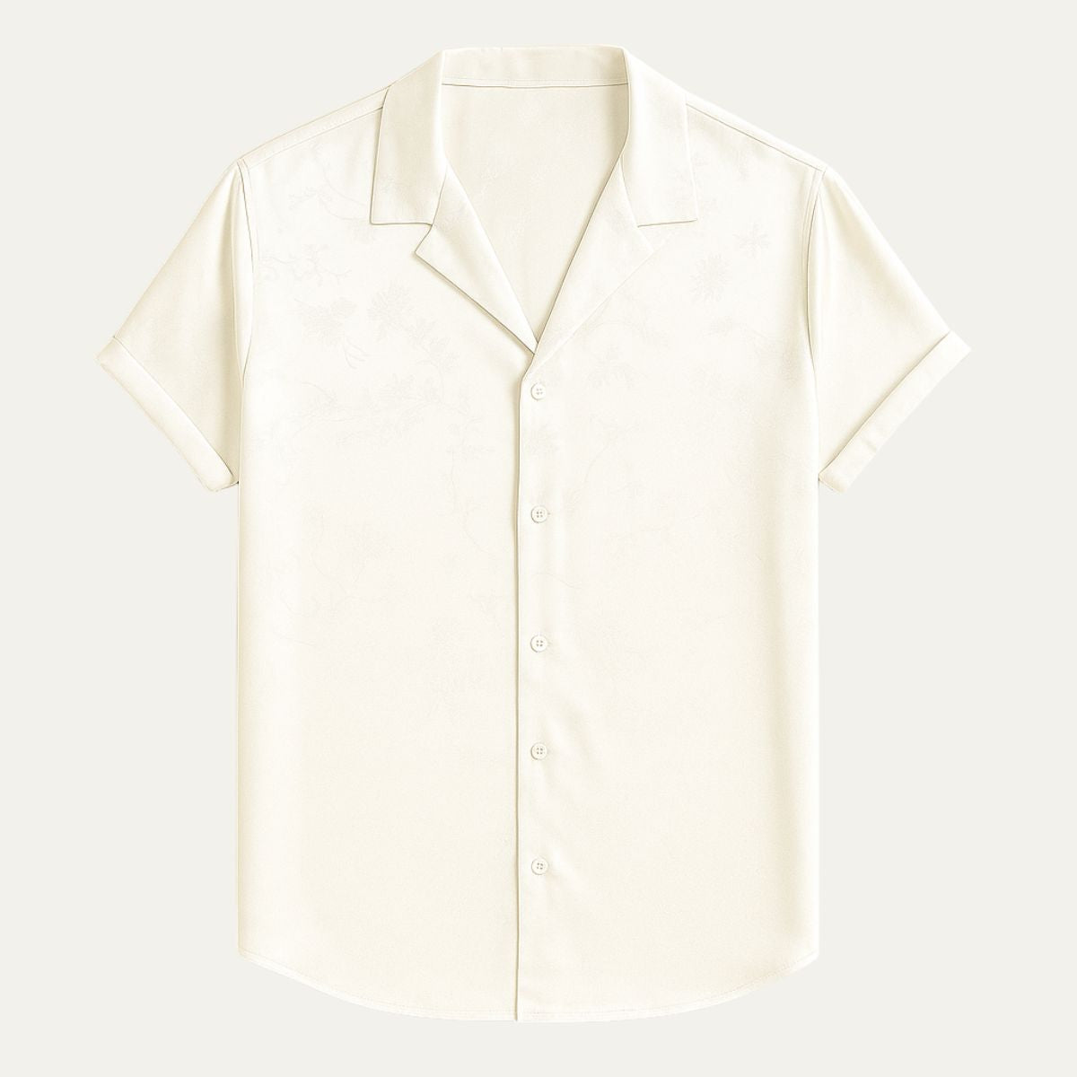 Bram | Men's Camp Collar Shirt White Short Sleeve