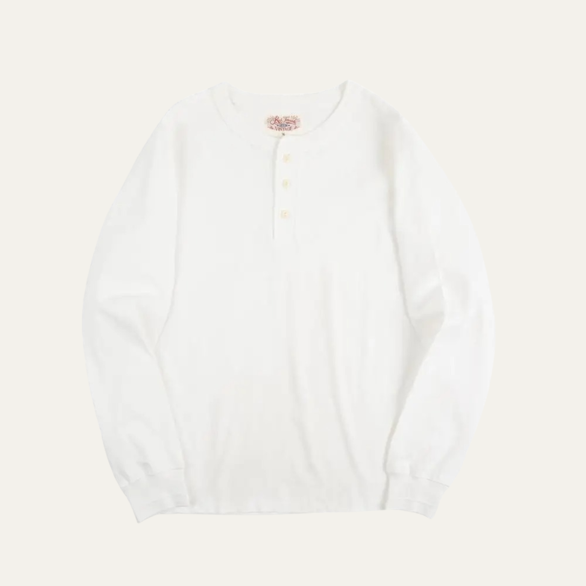 Callum | Men's Henley Shirt White Long Sleeve