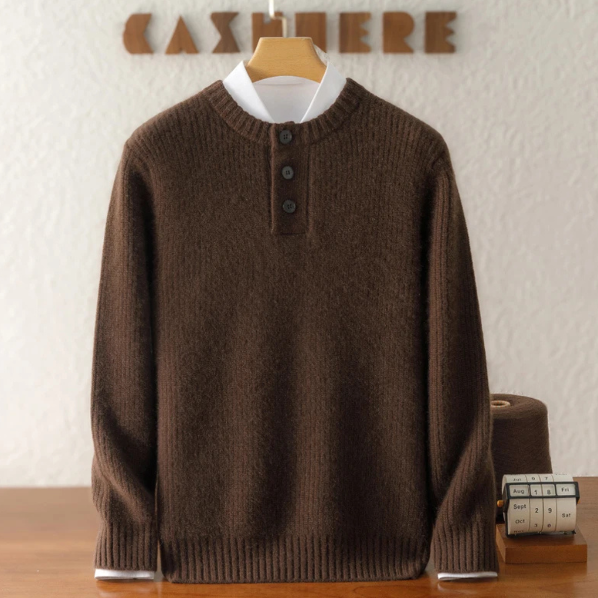 Vera | Men's Knit Sweater Brown Crew Neck