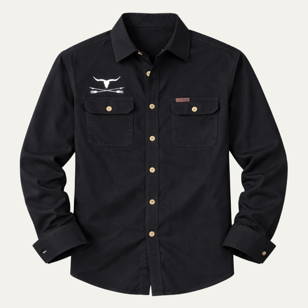 Dama Washington Callum men's western denim shirt black cowboy print - view 2
