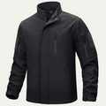 Dama Washington Rhys men's lightweight utility jacket black with fleece lined collar - front view