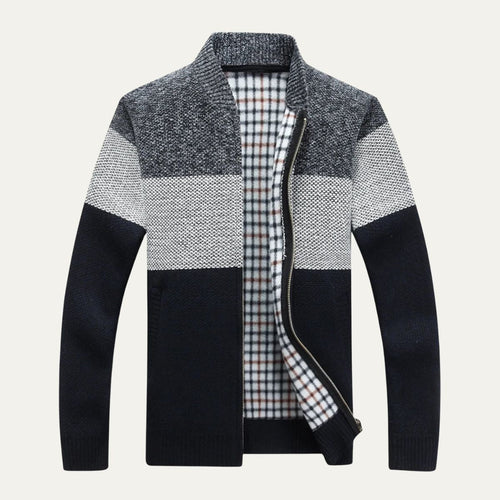 Dama Washington Axel men's cardigan gray navy colorblock zip up - view 2