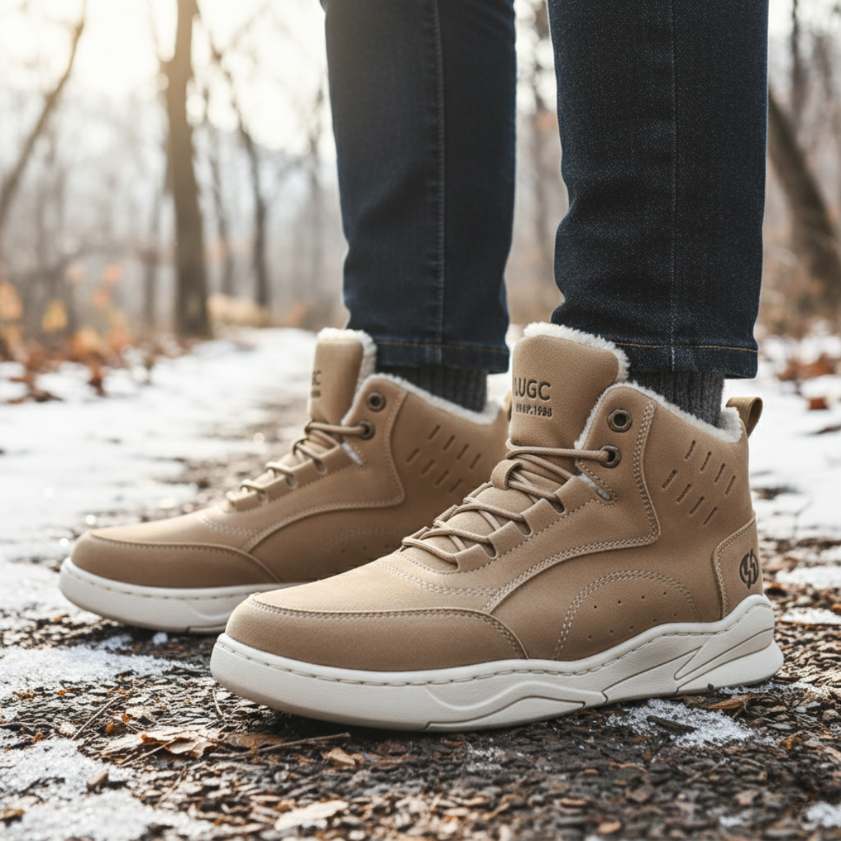 Axel | Men's Suede High Top Sneaker Beige Cream Sole
