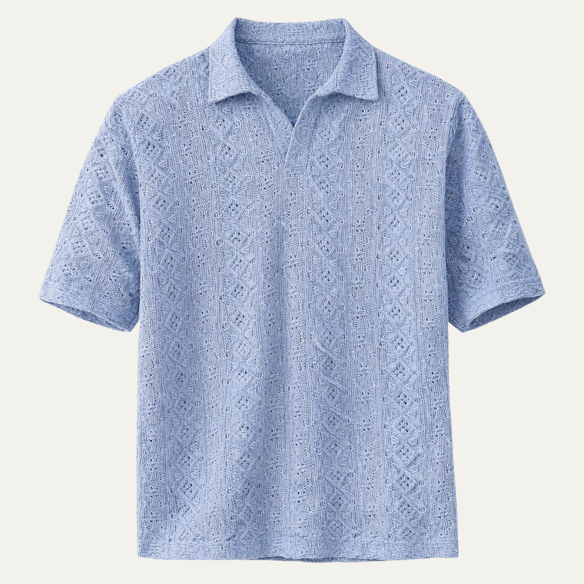 Beau | Men's Boho Linen Shirt Light Blue Geometric Pattern
