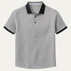 Dama Washington Bram men's casual textured polo shirt gray black trim - view 3