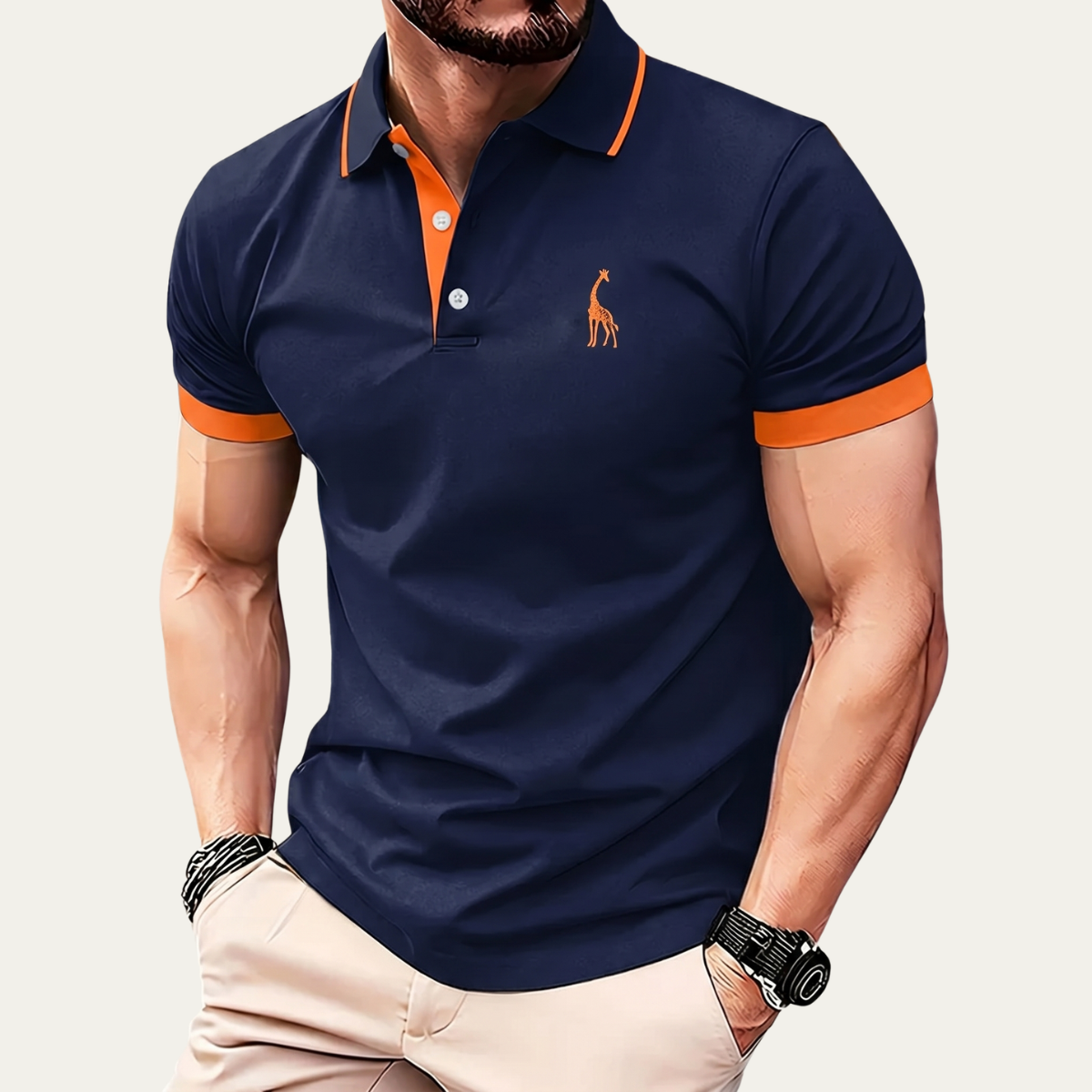 Hugo | Men's Golf Polo Shirt Gray Navy Stripe Short Sleeve