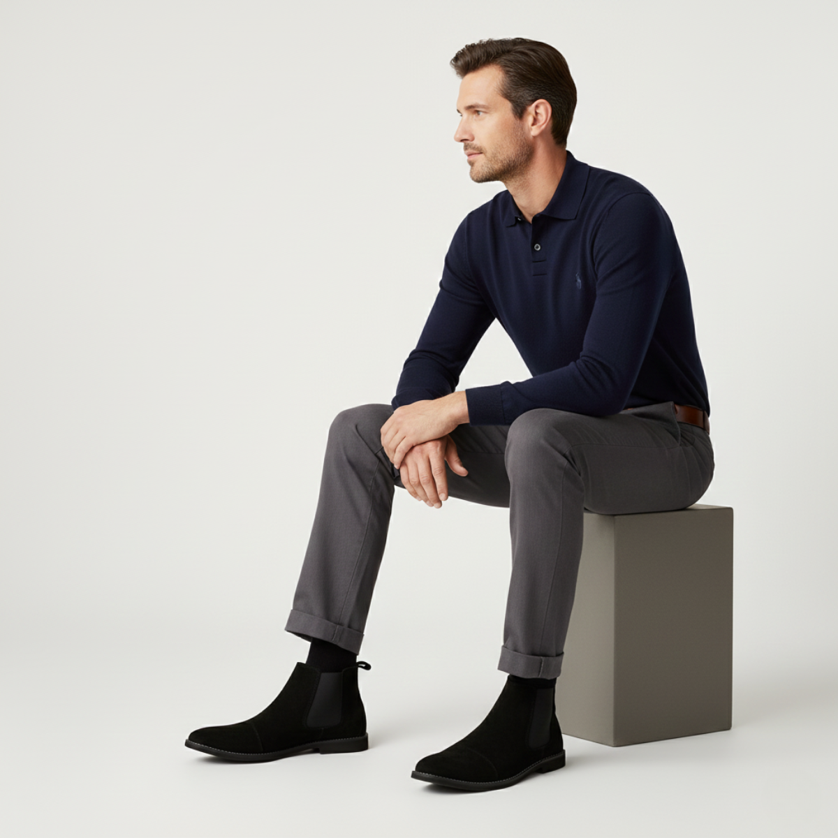 Hugo | Men's Chelsea Slip On Suede Boot Black