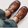 Dama Washington Stella women's brogue mary jane brown leather comfort shoes - front view