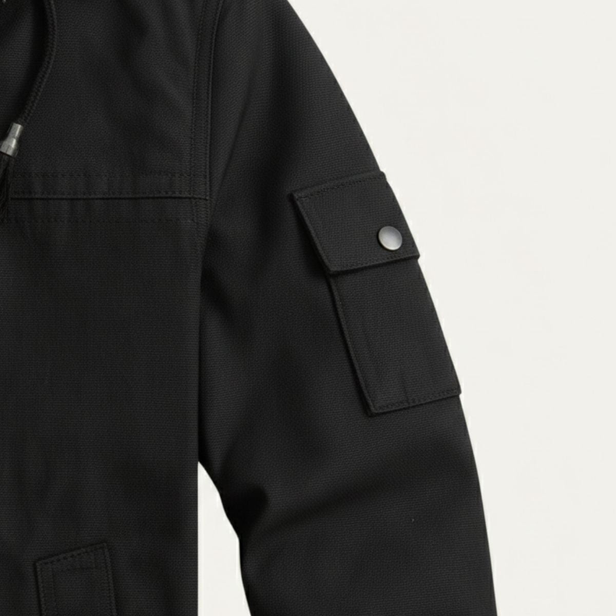 Callum | Men's Utility Parka Jacket Black Sherpa Lined Hood