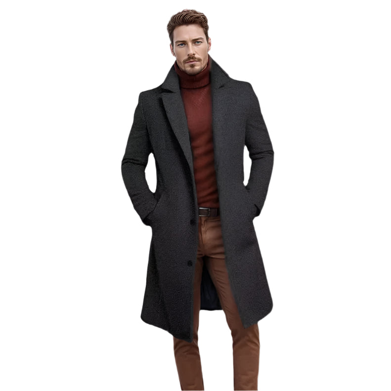 Voss | Men's Wool Overcoat Gray Button Front
