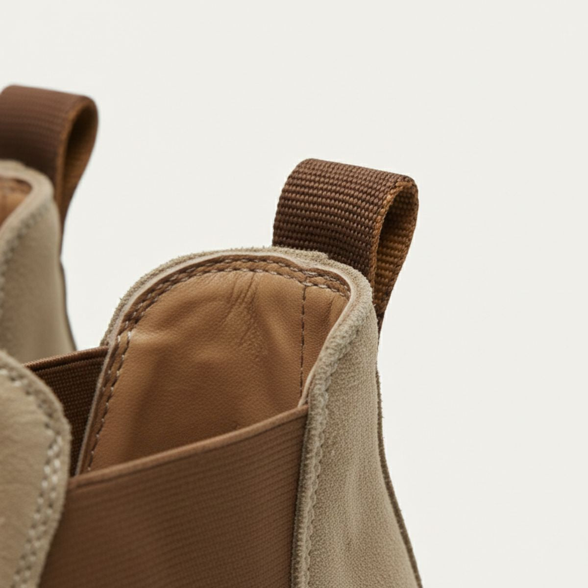 Axel | Men's Suede Chelsea Boots Cream Black Sole