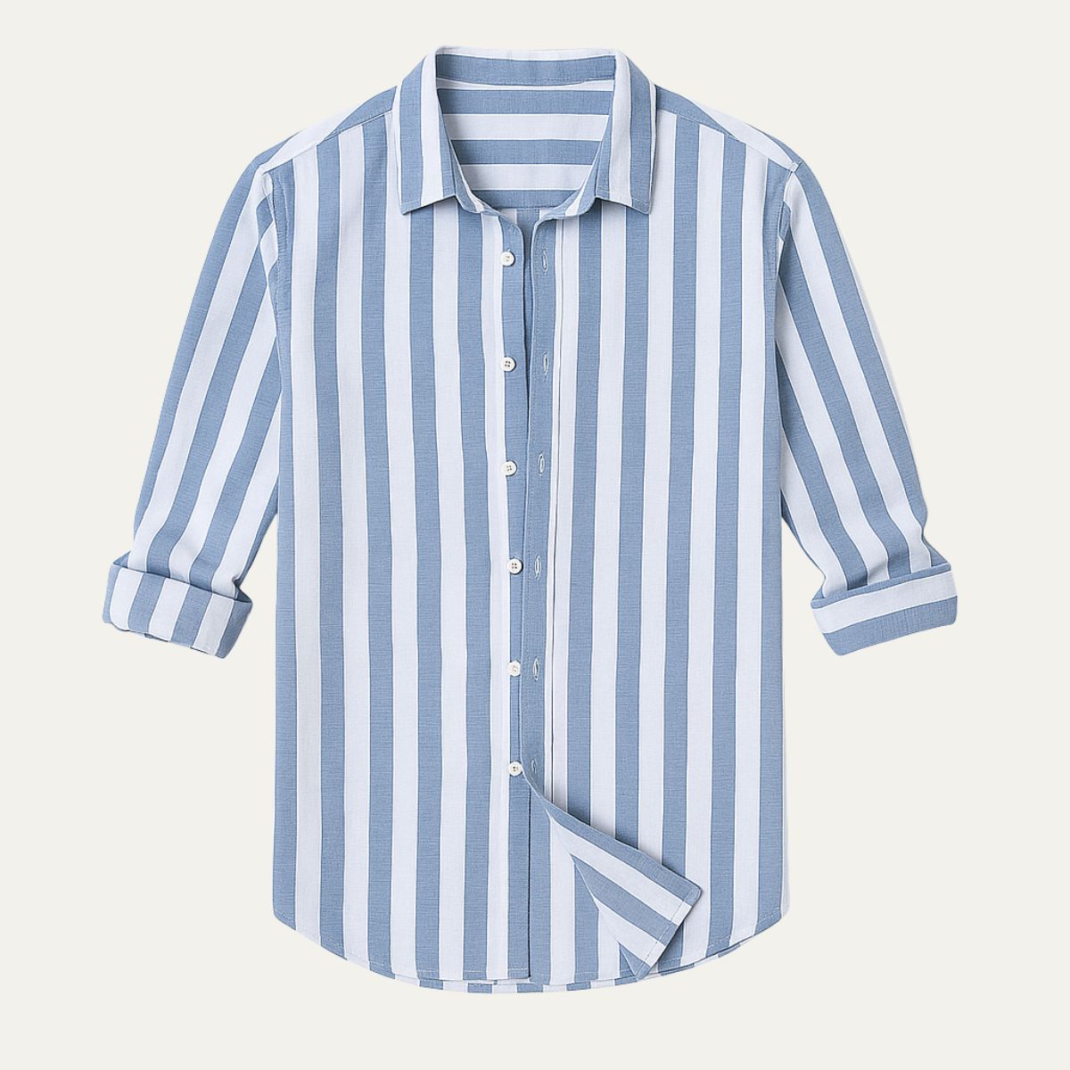 Beau | Men's Linen Striped Button Up Shirt Sage Green