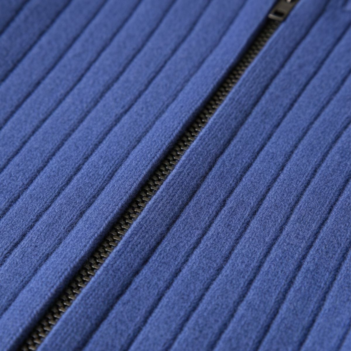 Beau | Men's Zip Up Ribbed Cardigan Royal Blue