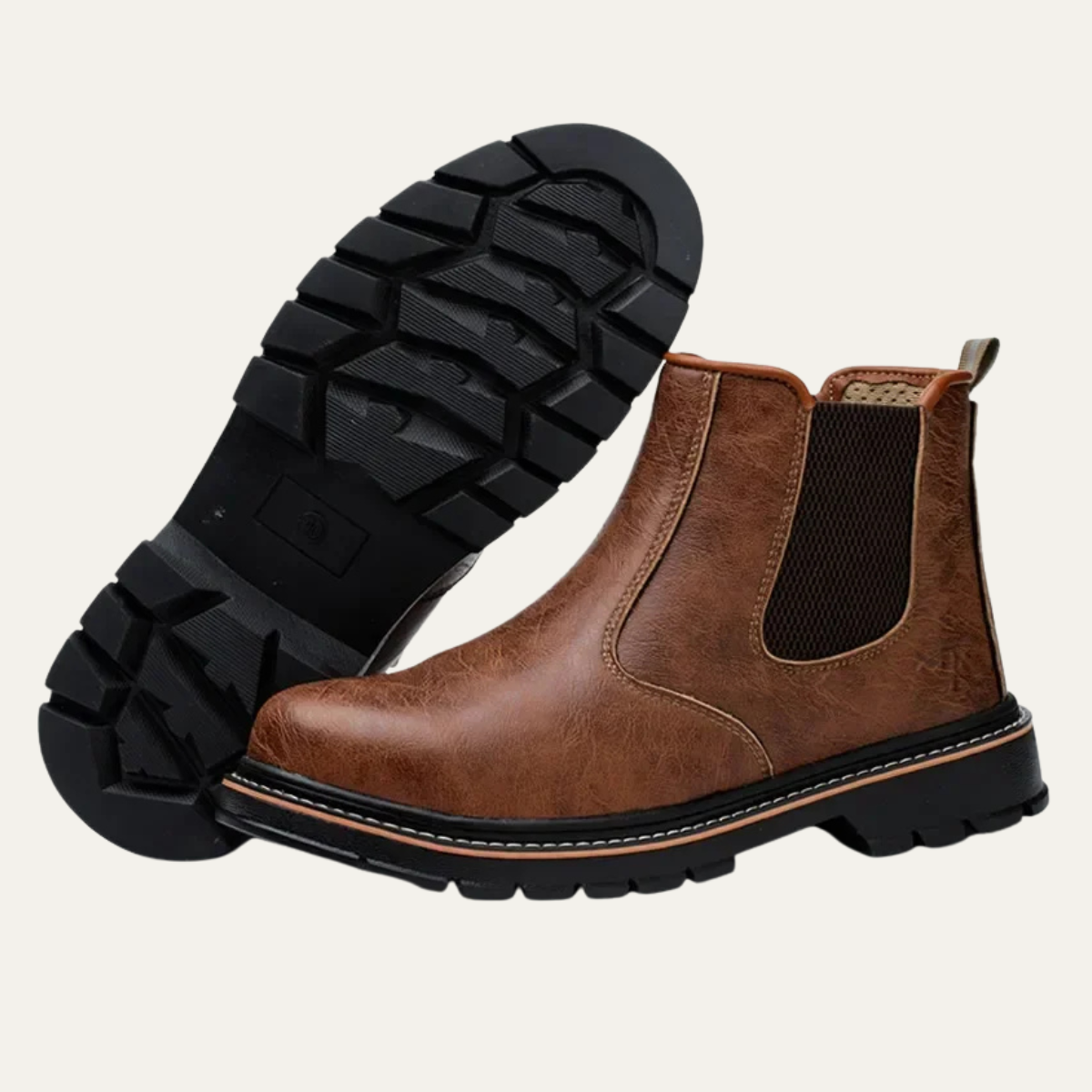 Kai | Men's Brown Leather Chelsea Work Boots Steel Toe