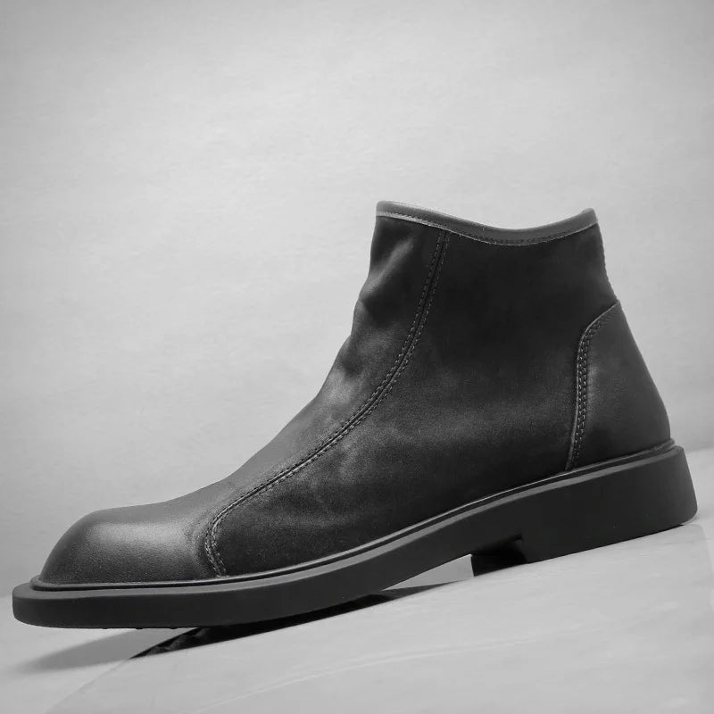 Voss | Men's Leather Ankle Boots Brown Zip Up