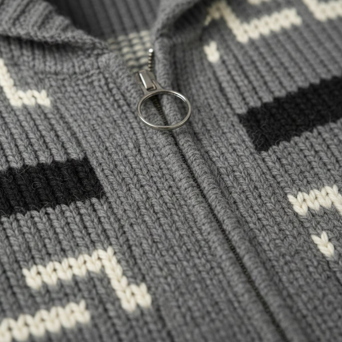 Bram | Men's Vintage Shawl Collar Cardigan Cream Geometric Pattern