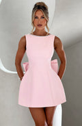 Dama Washington Vera women's coquette fit and flare mini dress pink pearl trim - front view