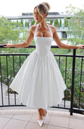 Dama Washington Rue women's halter midi dress cream a line - front view