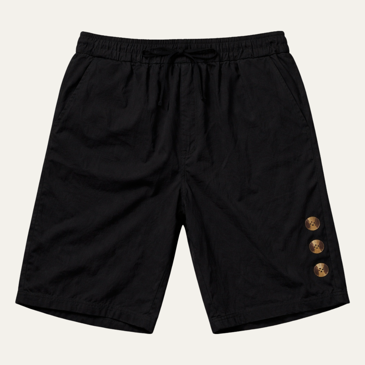 Nash | Men's Casual Button Detail Shorts Black