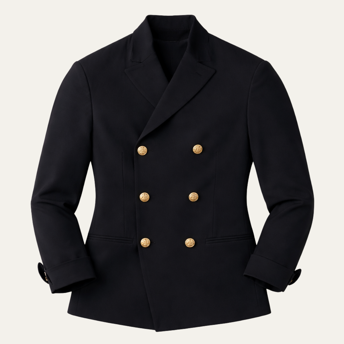 Beau | Men's Double Breasted Blazer Navy Gold Button