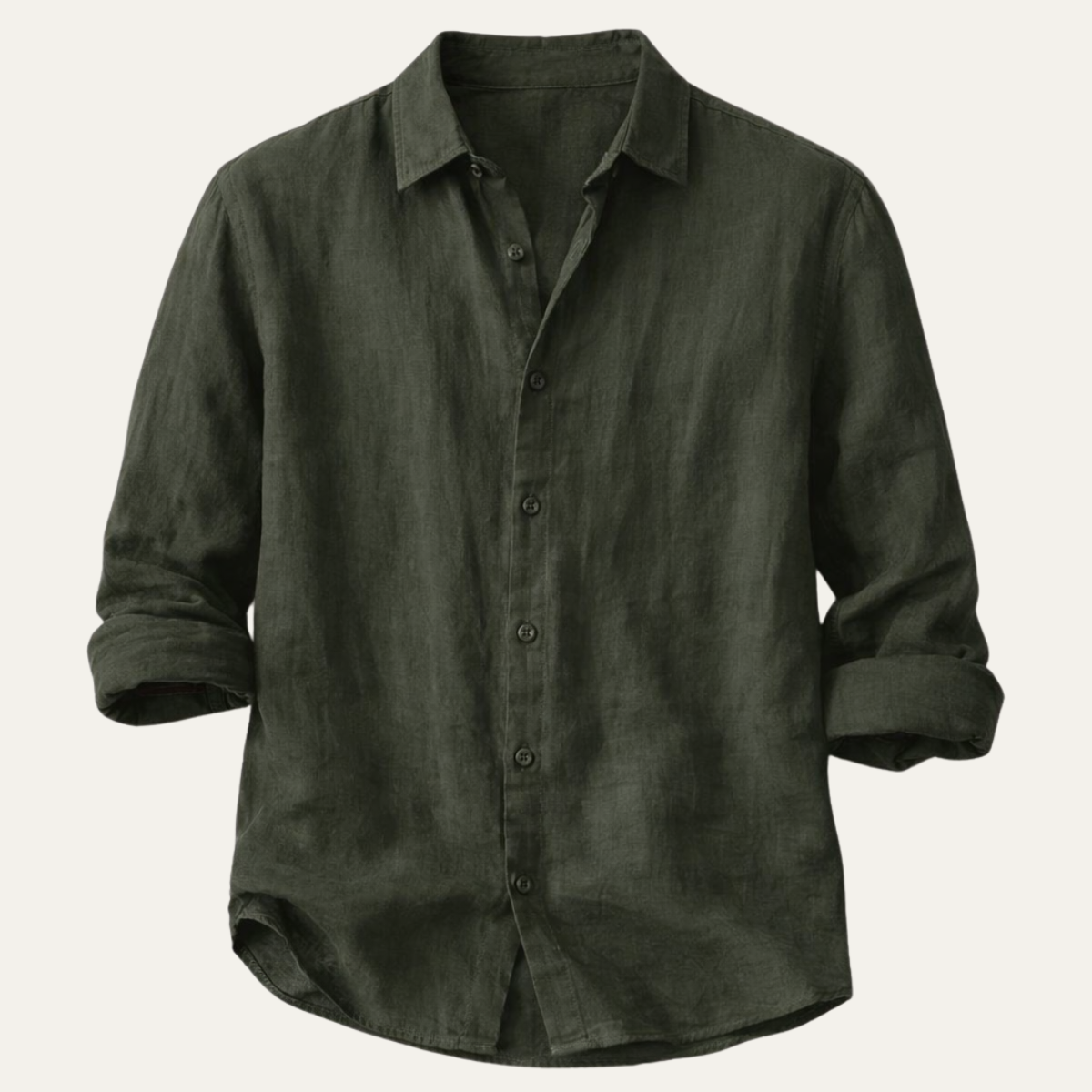 Ezra | Men's Casual Linen Button Up Shirt Olive Green