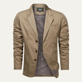 Dama Washington Blake men's casual blazer beige cotton button up - front view