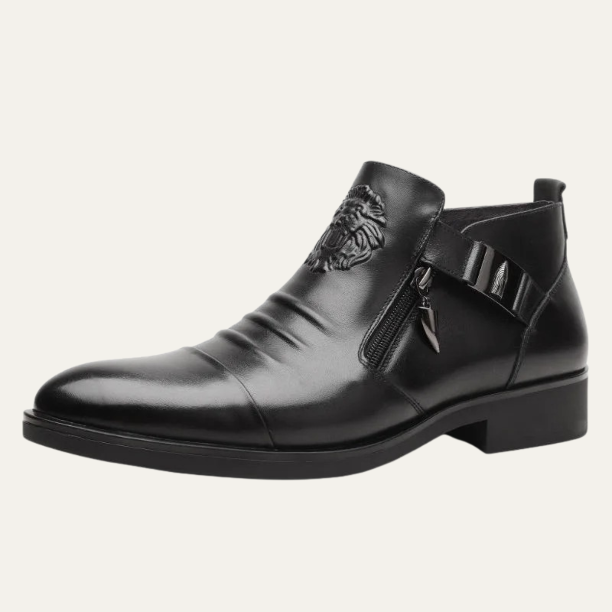 Dane | Men's Leather Ankle Boots Black Zip Detail