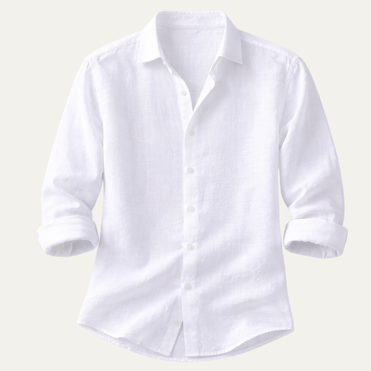 Kai | Men's Linen Shirt White Button Up Long Sleeve