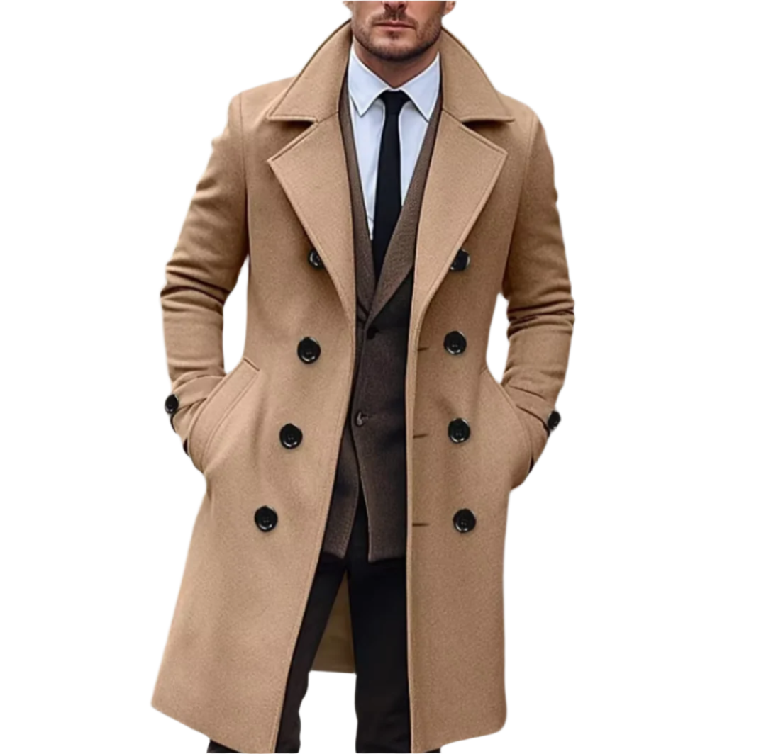 Axel | Men's Double Breasted Wool Coat Gray