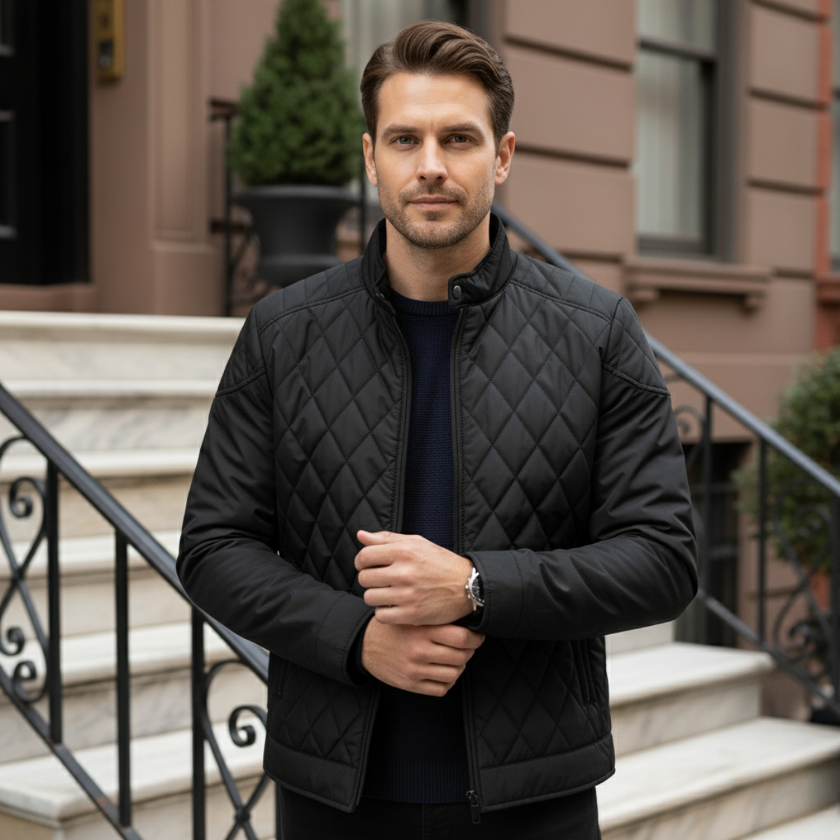 Ash | Men's Quilted Leather Jacket Black