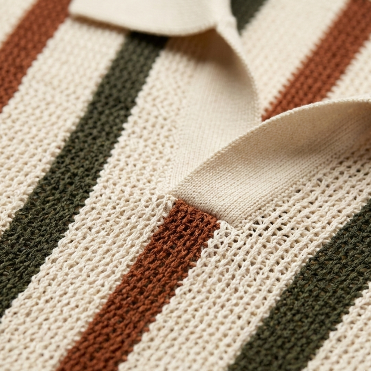 Blake | Men's Striped Knit Polo Shirt Cream Burgundy
