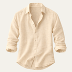 Dama Washington Ezra men's linen shirt cream long sleeve button up - view 3