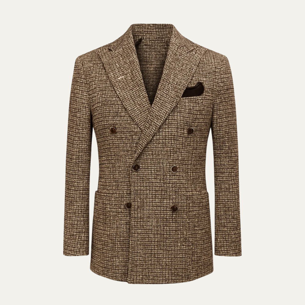 Jasper | Men's Herringbone Tweed Suit Beige Double Breasted