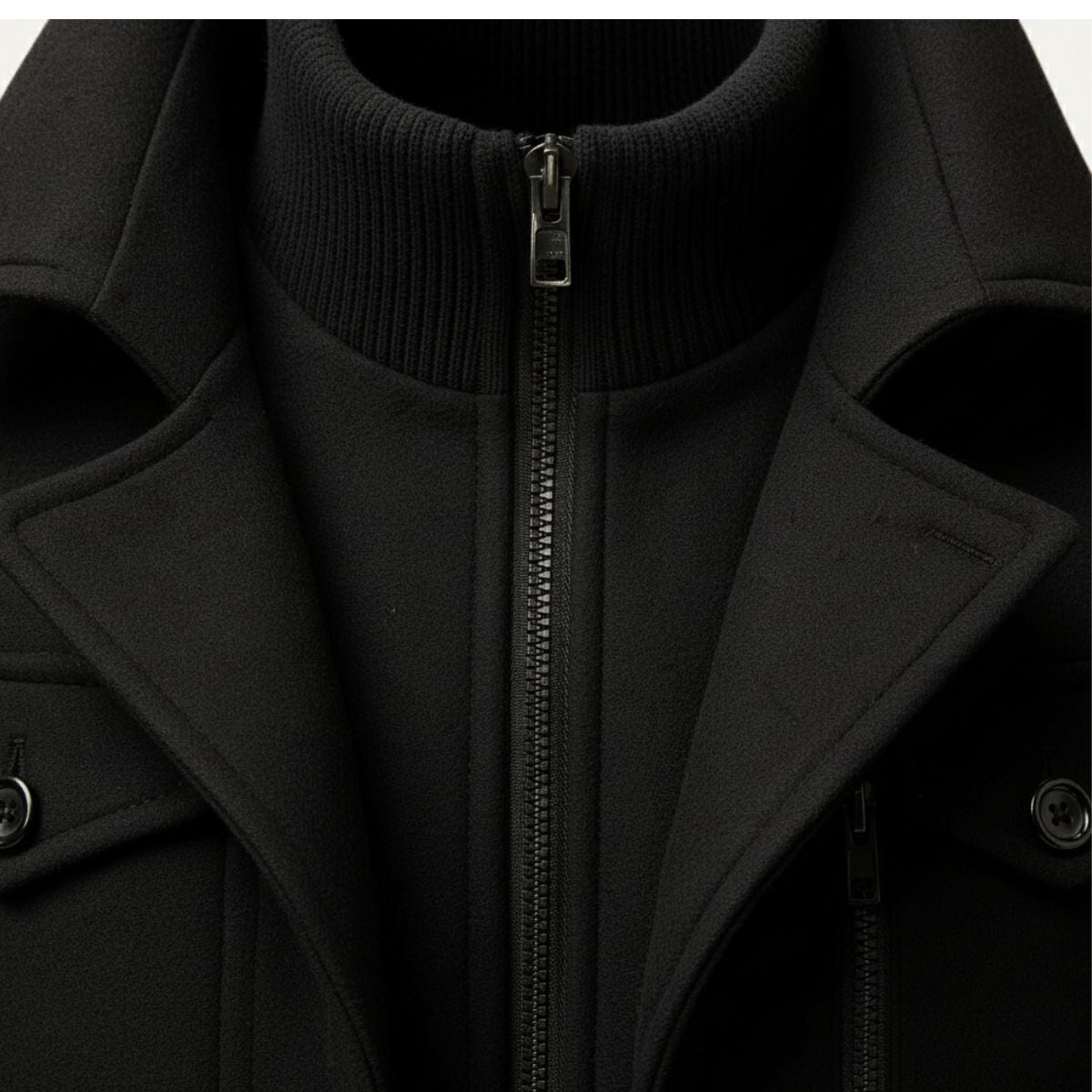 Demi | Men's Wool Blend Pea Coat Black