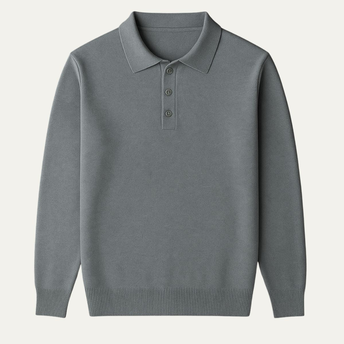 Sable | Men's Knit Polo Sweater Cream Collared