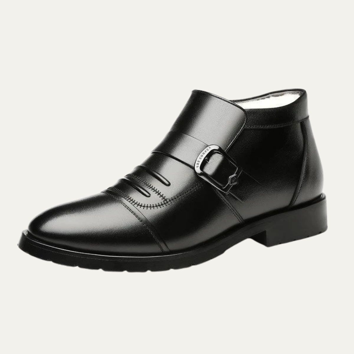 Bram | Men's Leather Ankle Boot Black Fleece Lined