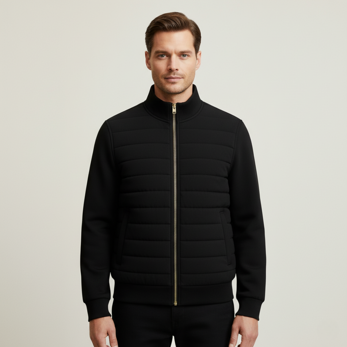 Jude | Men's Quilted Puffer Jacket Navy Zip Up
