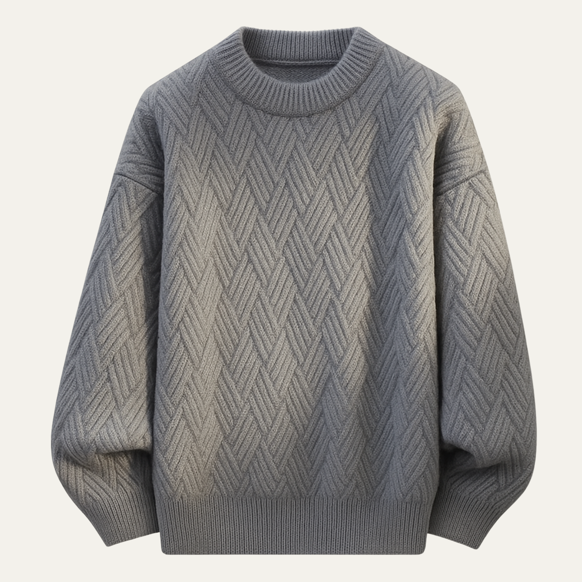 Rhys | Men's Cable Knit Sweater Gray Crew Neck