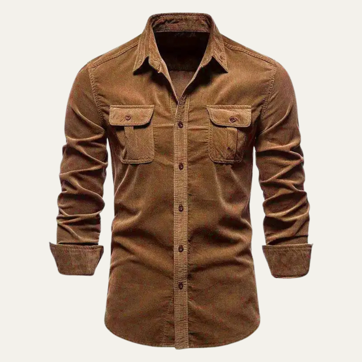 Kai | Men's Casual Corduroy Button Up Shirt Brown
