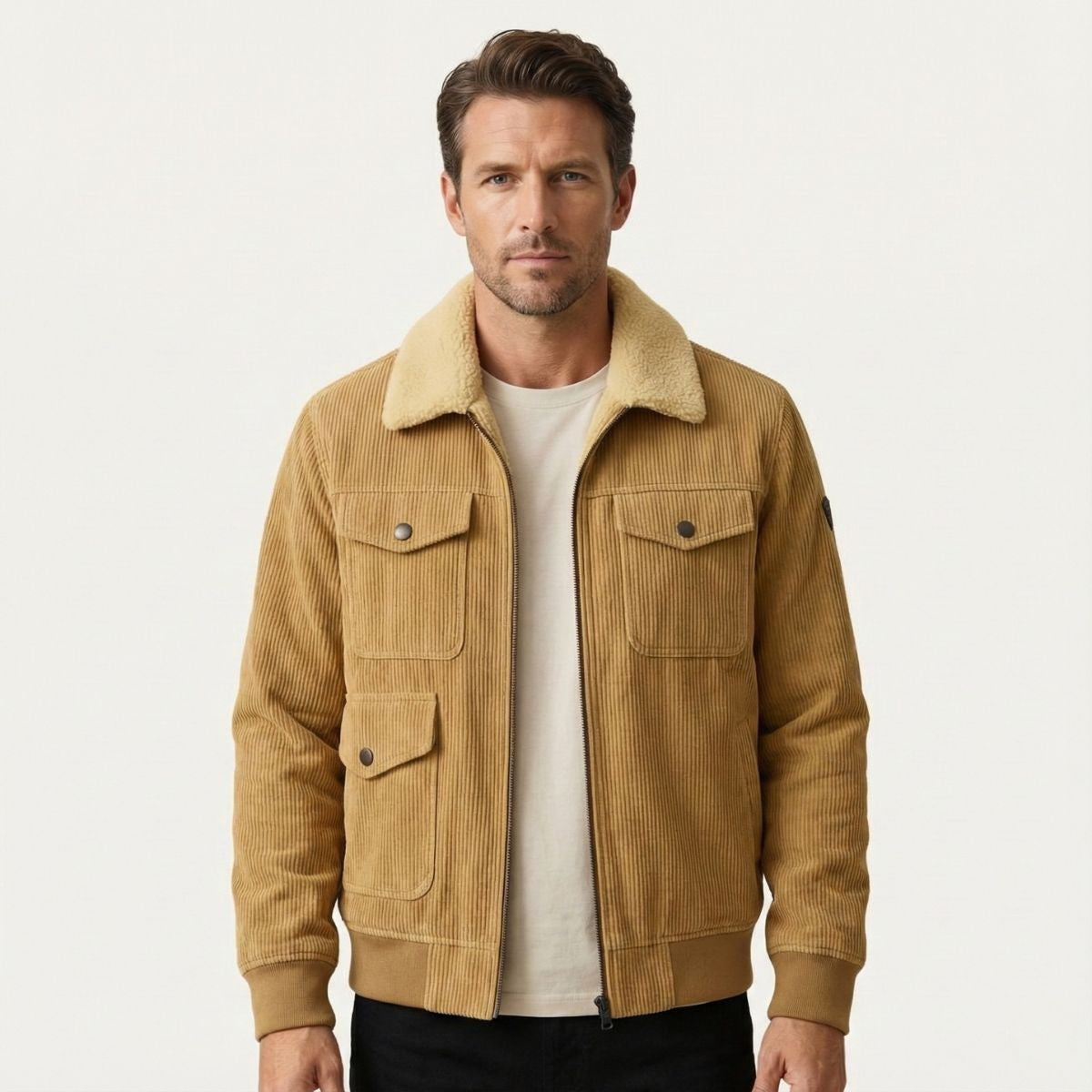 Blake | Men's Sherpa Lined Corduroy Jacket Camel